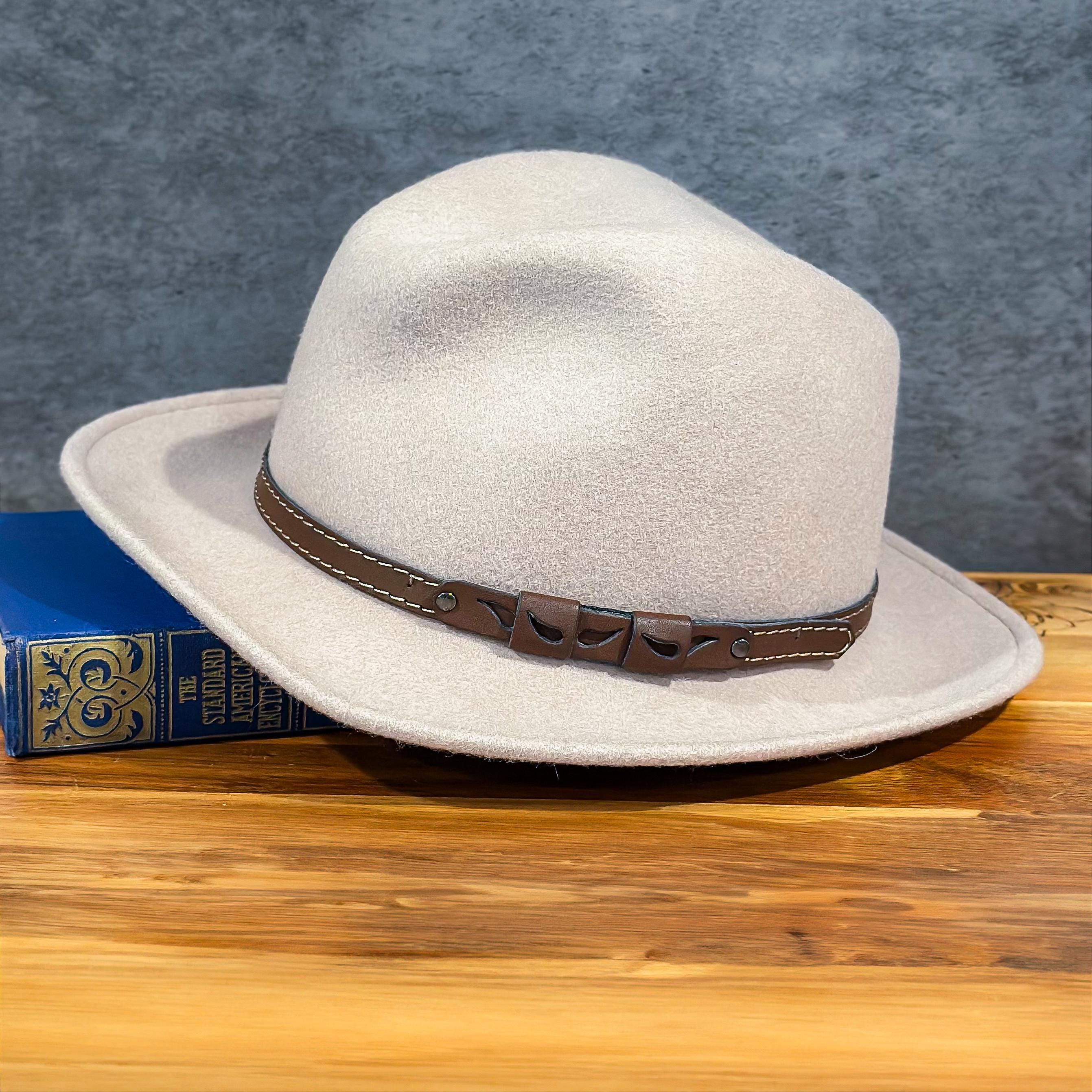 Women Galliano Sorbatti Felt Hat Wool w/ Leather Band Fedora Taupe Made In Italy COMP22800_1.jpg?v=1721402932&  main image 4