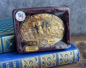 Vintage Texas Sesquicentennial Belt Buckle, 24k Gold Plated Limited Edition, 1836-1986 Texas Star, Collectible Western Accessory
