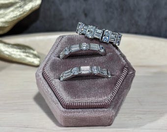 925 Silver Cubic Zirconia Ring Set: Elegant Bridal Stacking Rings