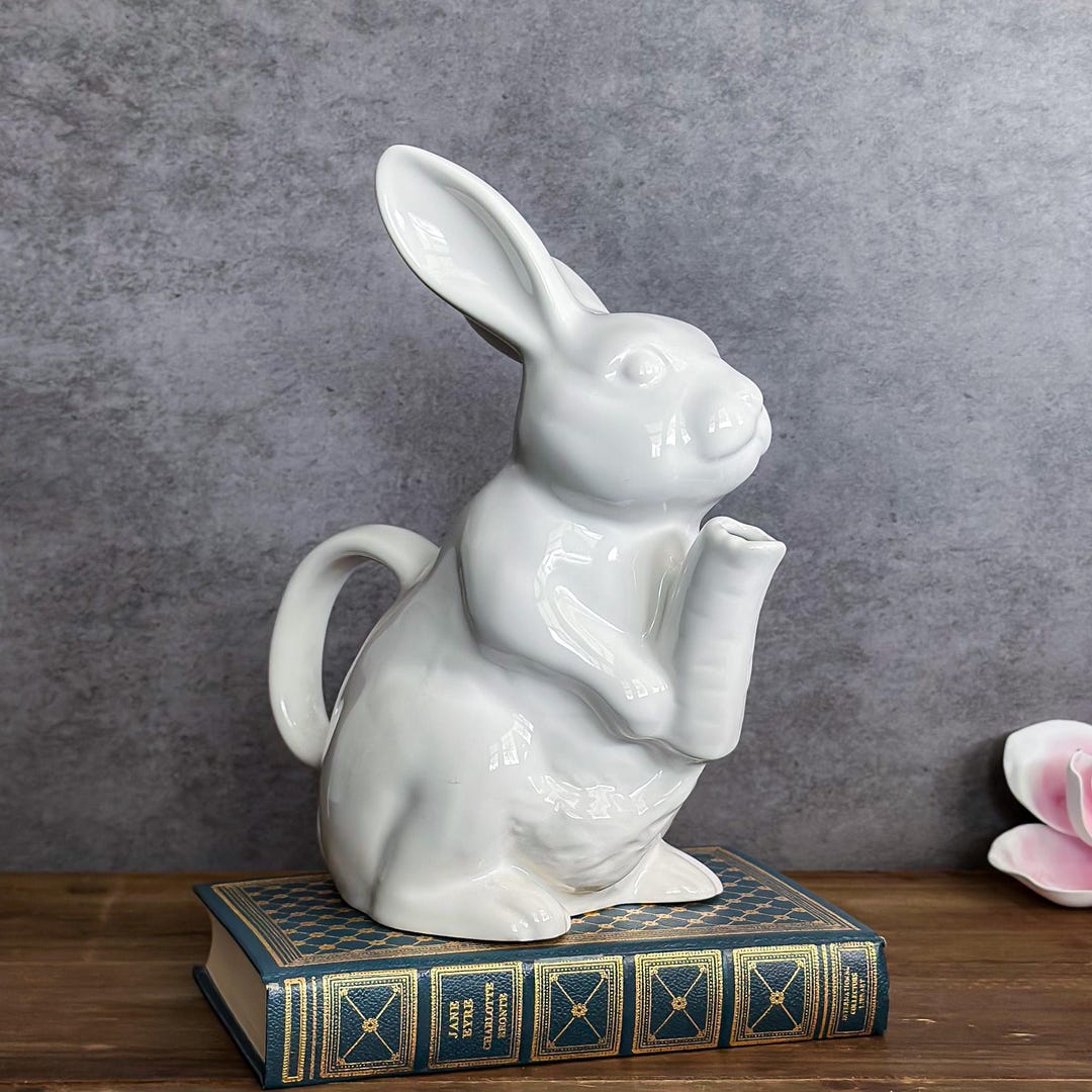 Vintage Ceramic Bunny Rabbit Pitcher, 10 Inch Tall, Easter Decor Spring ...