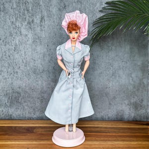 Vintage I Love Lucy Barbie Doll Vintage Lucy Ricardo Doll 1997 Barbie Collector Edition Classic TV Show Memorabilia Barbie Doll with Stand