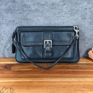 vintage Portefeuille avec bracelet en cuir noir COACH - Portefeuille Coach classique des années 90