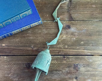 Vintage Paolo Soleri Cosanti Bronze Wind Bell, Mid Century Arcosanti Cast Bronze Architectural Bell with Verdigris Patina, As Is