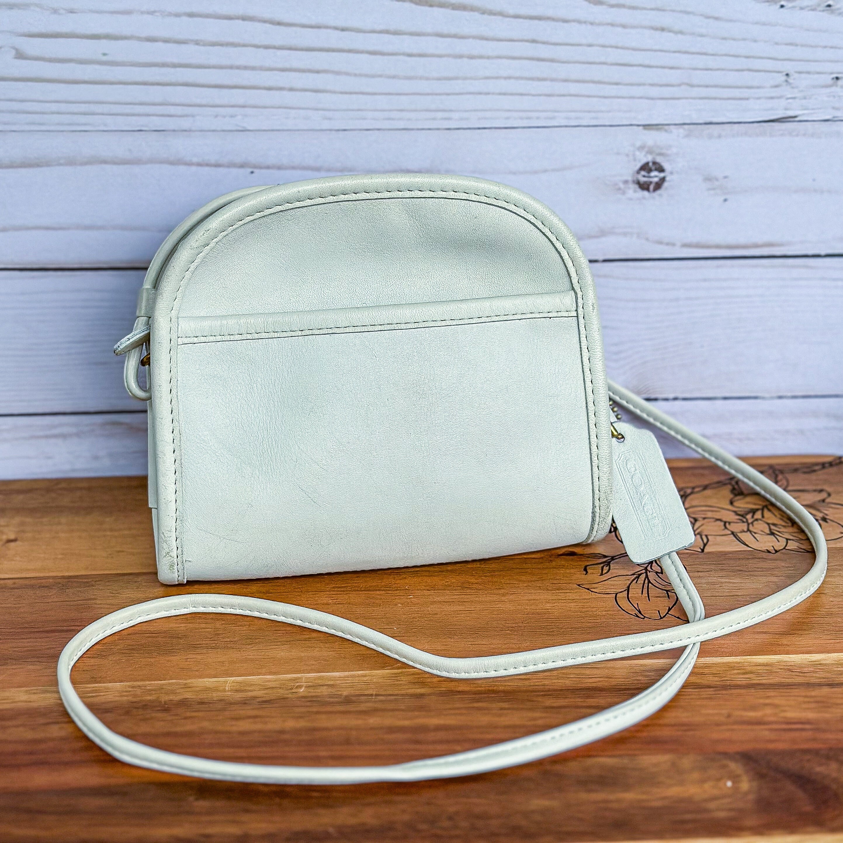 Rare Old Coach Abbie Zip Shoulder Bag Leather Purple color
