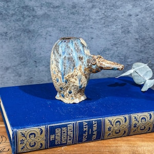 Vintage Pottery Bird Vase: Handmade Glazed Ceramic Sculpture