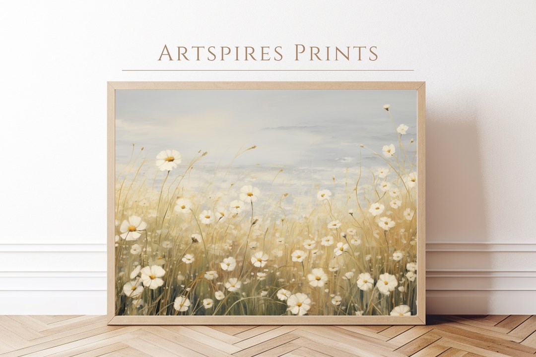 Wildflower Field Landscape Wall Art Flower Print Spring Rustic ...