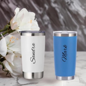 Personalized 20 OZ Tumbler, Custom Travel Mug, Laser Engraved Tumbler, Stainless Steel Mug, Insulated Tumbler, Monogram Tumbler, Customized