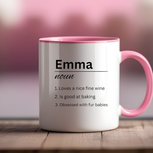 Personalisierte Name Definition Grau Satin Tasse Laser Gravur Geschenke Ideen Geschenke für Mama Papa Geburtstag Weihnachten Mutter Vatertag