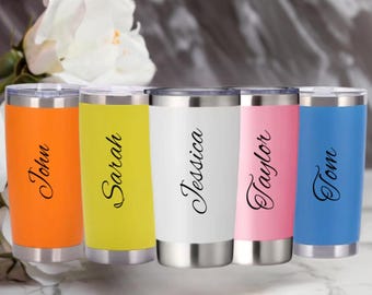Vaso personalizado de 20 oz, taza de viaje personalizada, vaso grabado a láser, taza de acero inoxidable, vaso térmico, vaso con monograma personalizado