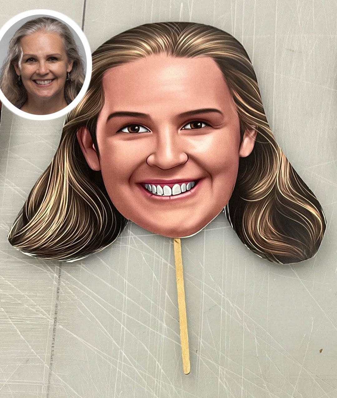 Custom Caricature Face Cut Out on Stick, Big Head Cut Outs