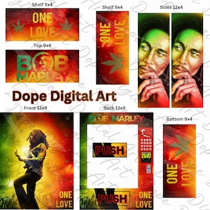 Bob Marley Verkaufsautomaten-Schablone 30x23x10 cm Perfekt fürs Selbermachen von Pappschachteln