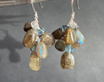 Labradorite cluster earrings