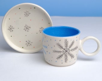 Moo-tiful Ceramic Mug with Cow Motif with Plate