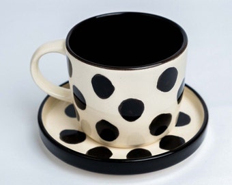 Moo-tiful Ceramic Mug with Cow Motif with Plate