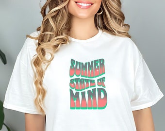 Summer State of Mind T-Shirt, Wavy Font Style Tee, Retro Wave Vibes Shirt, Summer Vacation Tshirt, Vacation Shirt Gift, Wavy Summer Tee