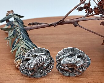 Sterling 925 Frogs on a Lily Pad Earrings