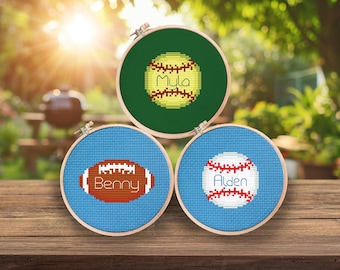 Ornamento sportivo personalizzato / Schema punto croce / Solo file digitale / Baseball / Football americano / Softball