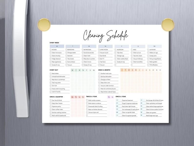 Editable Cleaning Schedule | Whole Year Cleaning Planner | ADHD Home ...