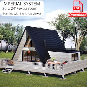 A-Frame Cabin Plan, A-Frame Tiny Plan, 20x24 Tiny House, A-Frame Blueprint, Small House Plans