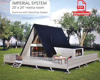 20x24 A-Frame Cabin Plan: Tiny House Blueprint (PDF Download)