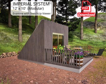 A-Frame Cabin Plan: 12'x10' Small House DIY Blueprints (PDF Download)