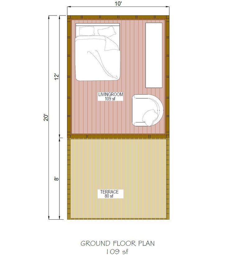 Cabin Plans, Tiny House Build Blueprint, 12x10 Tiny House Plan ...