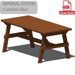 DIY 6&#39; Garden Table Plans: Outdoor Picnic Bench Blueprints (PDF Download)