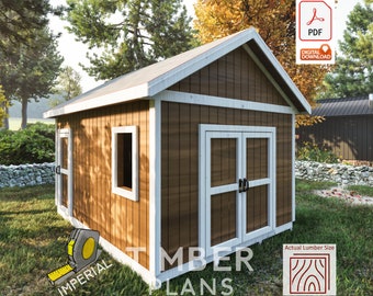 Garden Shed Plans, Shed Plans, Wooden Shed 12X16 DIY Blueprints with Material List and Cut List