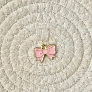 Kindle/Kobo Charms: Pink Phone Charms, USB-C Dust Plug Big Bow tie