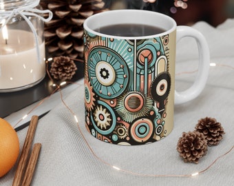 Cogs Brewmaster Mug, Unique Gift Birthday Gifts Gift for Friends Gift for Her Gift for Him Gifts for Coworkers Artistic Mug Modern Art Mug