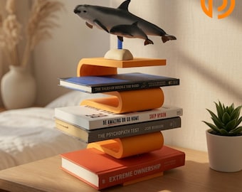 Wave Book Stand, Sculptural 3D Printed Book Holder, Modern Display Shelf for Desk or Nightstand, Bookshelf Decor, 2 Sizes, Custom Colors