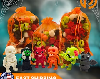 Halloween Party Favors, 3D Printed Mini Skeleton Witch Zombie Bat Pumpkin, Trick or Treat