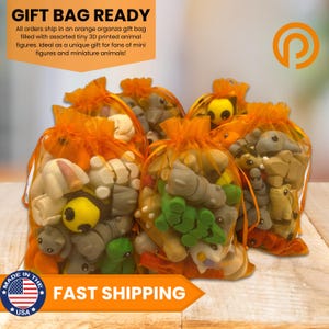 3D Printed Articulated Fidget Toy Gift Bag - Mini Animal Gift Bags, Sensory Play, Assorted Bundle, Animal Gifts, Animal Party Favors