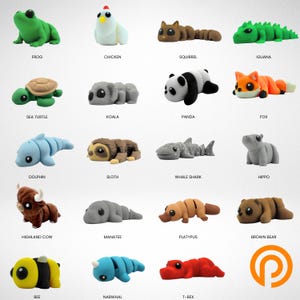 3D Printed Articulated Animal Fidget Toy Multi-Size Pack, PLA Filament, Sensory Play image 5