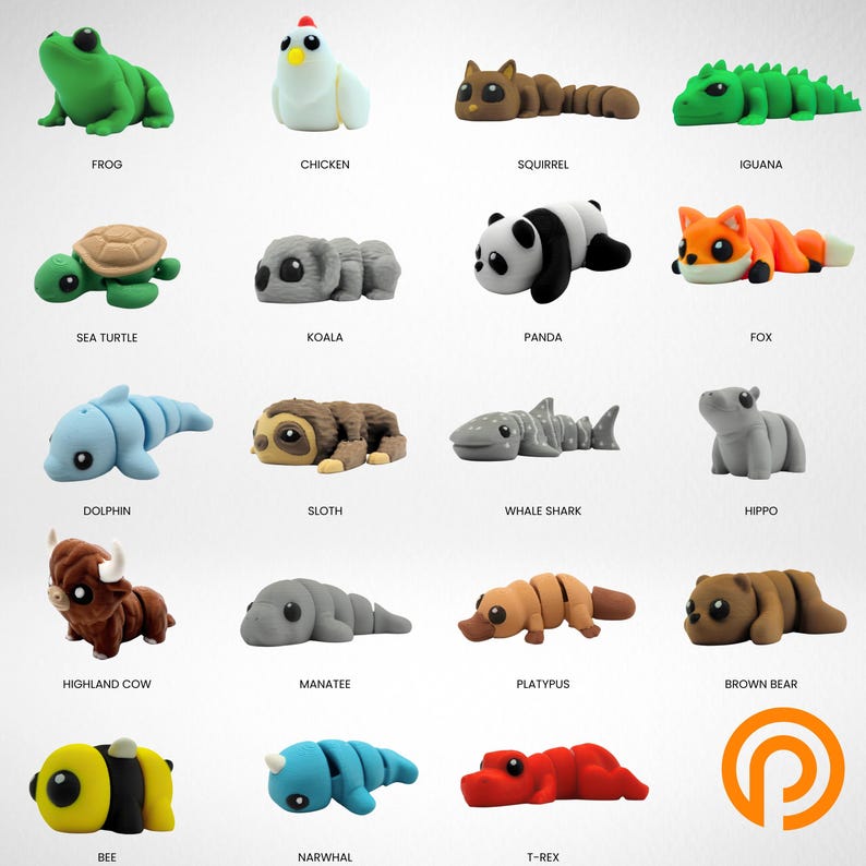 3D Printed Articulated Animal Fidget Toy Multi-size Pack, PLA Filament ...
