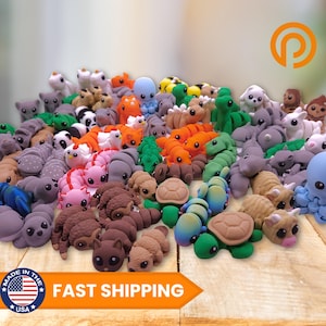 3D Printed Mini Animals - Articulated Fidget Toys, Sensory Play, Assorted Adorable Animal Gifts, Animal Party Favors