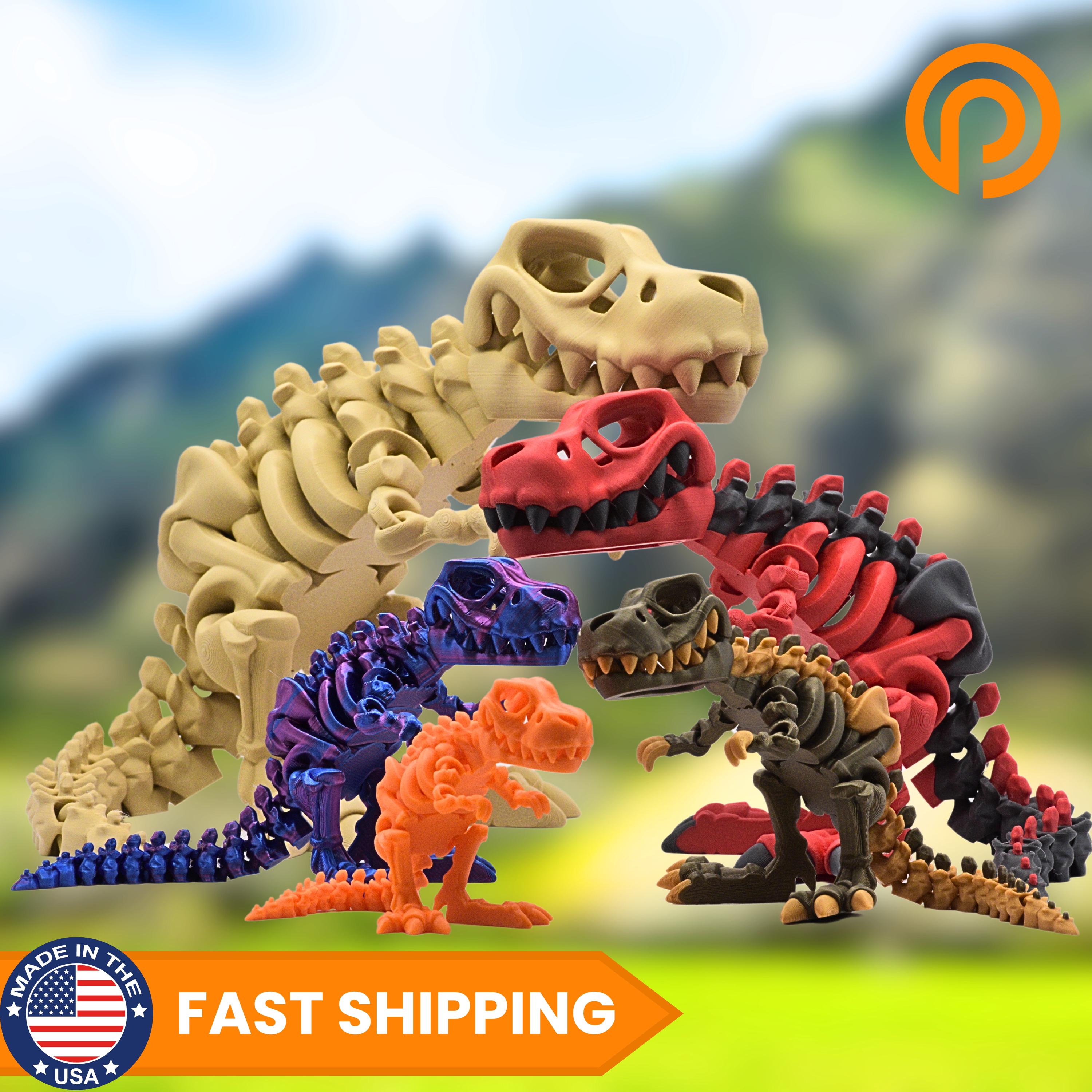 3D Printed Articulated T-rex Skeleton Toy: Custom Colors - Etsy