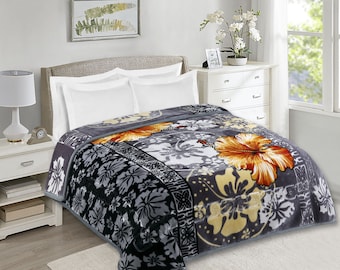 Floral Raschel Blanket: Reversible 2-Ply Korean Style Fleece