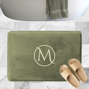 Alfombra de baño personalizada, alfombra de baño con monograma personalizado, alfombra de baño de espuma, alfombra de baño lavable con nombre personalizado, regalo de Navidad personalizado