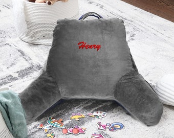 Custom Embroidered Reading Pillow: Plush Bed Rest Pillow with Arms