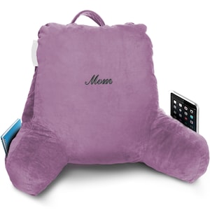 Embroidered Bed Rest Pillow - Medium Size -  Reading Pillow with Arms with Personalized Name or Monogram-Housewarming Gift-TV Pillow
