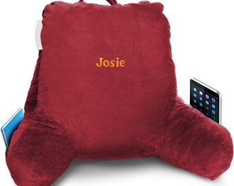 Custom Embroidered Reading Pillow, Bed Rest Pillow with Arms, Gift for Kids