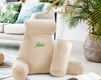 Personalized Reading Pillow with Arms: Large Cozy Bed Rest Pillow