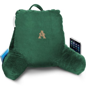 Custom Reading Pillow, Small Size - Bed Rest Pillow with Arms and Embroidered Name or Monogram, TV Pillow, Easter Gift for Him
