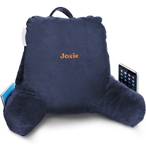 Personalized Bed Rest Pillow with Arms & Embroidered Name or Monogram-Medium Size-Custom Wedding Gift - Embroidered Reading - Husband Pillow