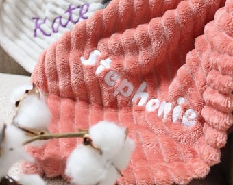 Personalized Plush Cut Blanket: Custom Embroidered Name, Cozy Throw