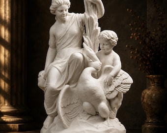 Statue de Léda et le Cygne, sculpture mythologique grecque, figurine d'art classique, décoration mythologique, statue en résine de style muséal, cadeau pour amateur d'art