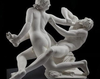 Satyr and Hermaphrodite | Hellenistic Mythological Art | 12K Resin Print | Unpainted Sculpture | 10cm / 15cm