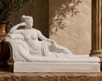 Statue de Pauline Bonaparte en Vénus Victrix, sculpture de Canova, figurine de Vénus couchée, art néoclassique, statue en résine non peinte