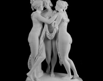 The Three Graces by Canova | Neoclassical Historical Art | 12K Resin Print | Unpainted Sculpture | 10cm / 15cm